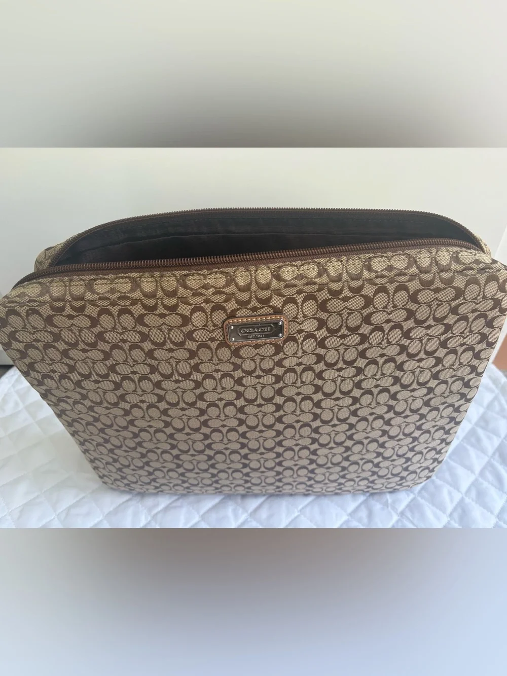 Coach Signature Canvas Laptop Messenger Bag in Brown and Tan